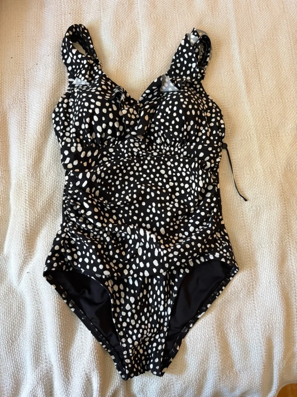 Dkny Black and White Polka Dot One-Piece Swimsuit - Picture 1 of 5